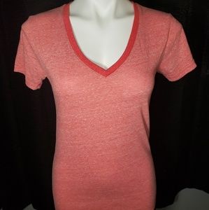HOMAGE Heathered Coral V-Neck Short Sleeve Tee